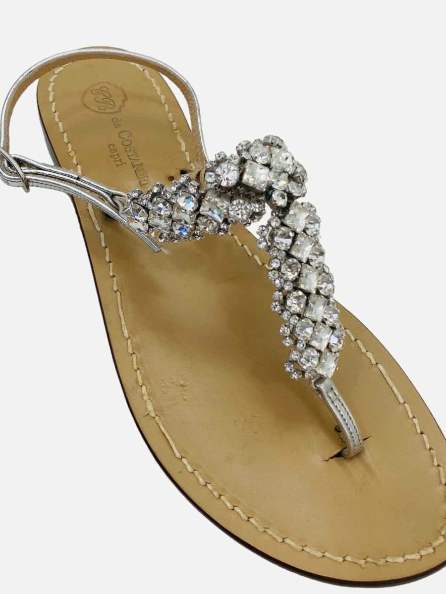 Pre-loved DA COSTANZO Silver Crystal Embellished Sandals from Reems Closet