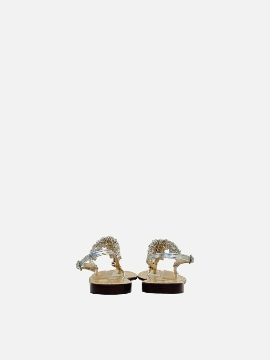 Pre-loved DA COSTANZO Silver Crystal Embellished Sandals from Reems Closet