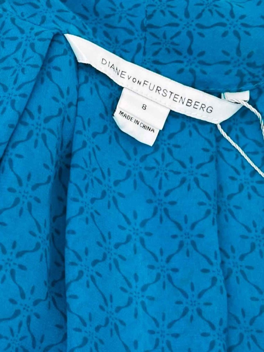Pre - loved DIANE VON FURSTENBERG Neck Bow Blue Top at Reems Closet