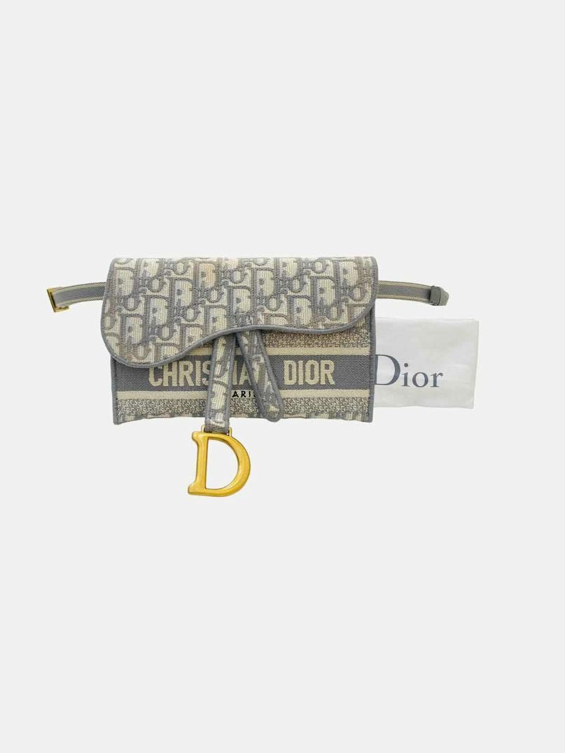 Pre - loved DIOR Saddle Grey Oblique Belt Bag at Reems Closet