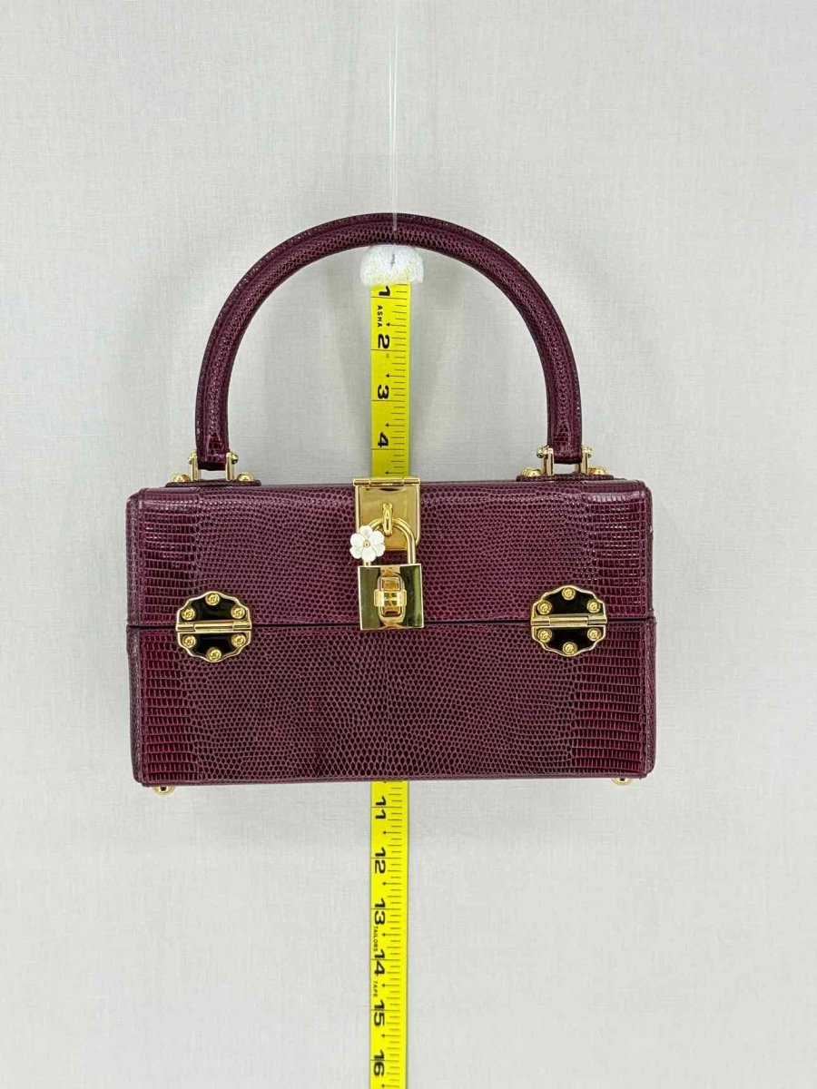 Pre - loved DOLCE & GABBANA Box Burgundy Iguana Embossed Top Handle at Reems Closet