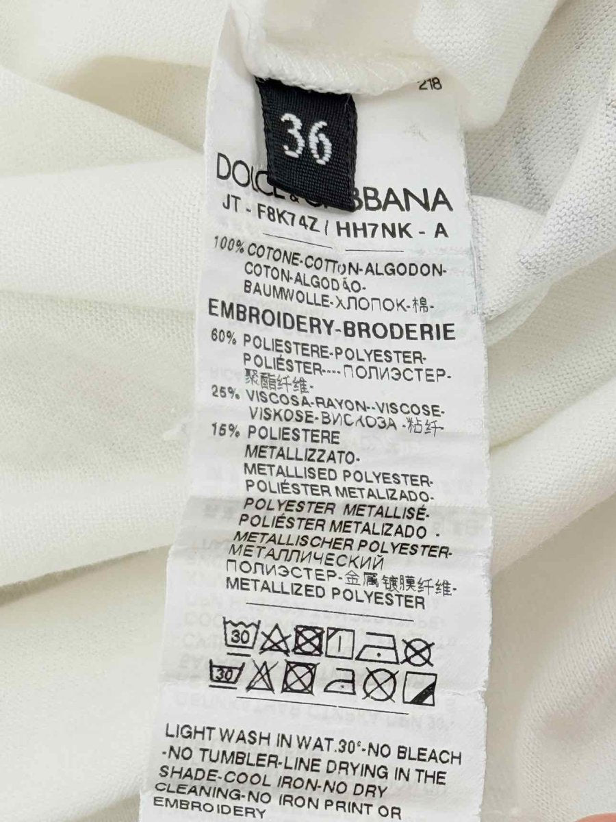 Pre - loved DOLCE & GABBANA White Multicolor Size US 0 T-shirt at Reems Closet