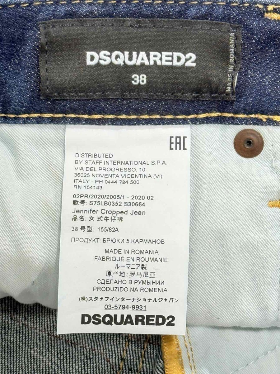Pre - loved DSQUARED2 Jennifer Cropped Blue Jeans US2 at Reems Closet
