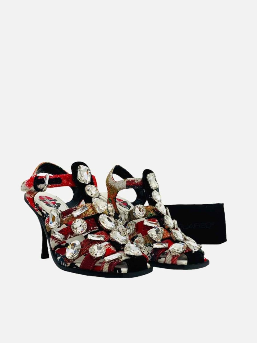 Pre-loved DSQUARED2 Red Multicolor Size EU 38 Heeled Sandals at Reems Closet