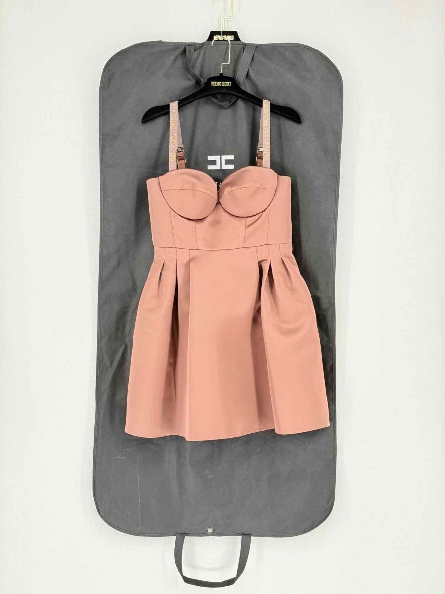 Pre - loved ELISABETTA FRANCHI Bodice Brown Size US 8 Short Dress at Reems Closet