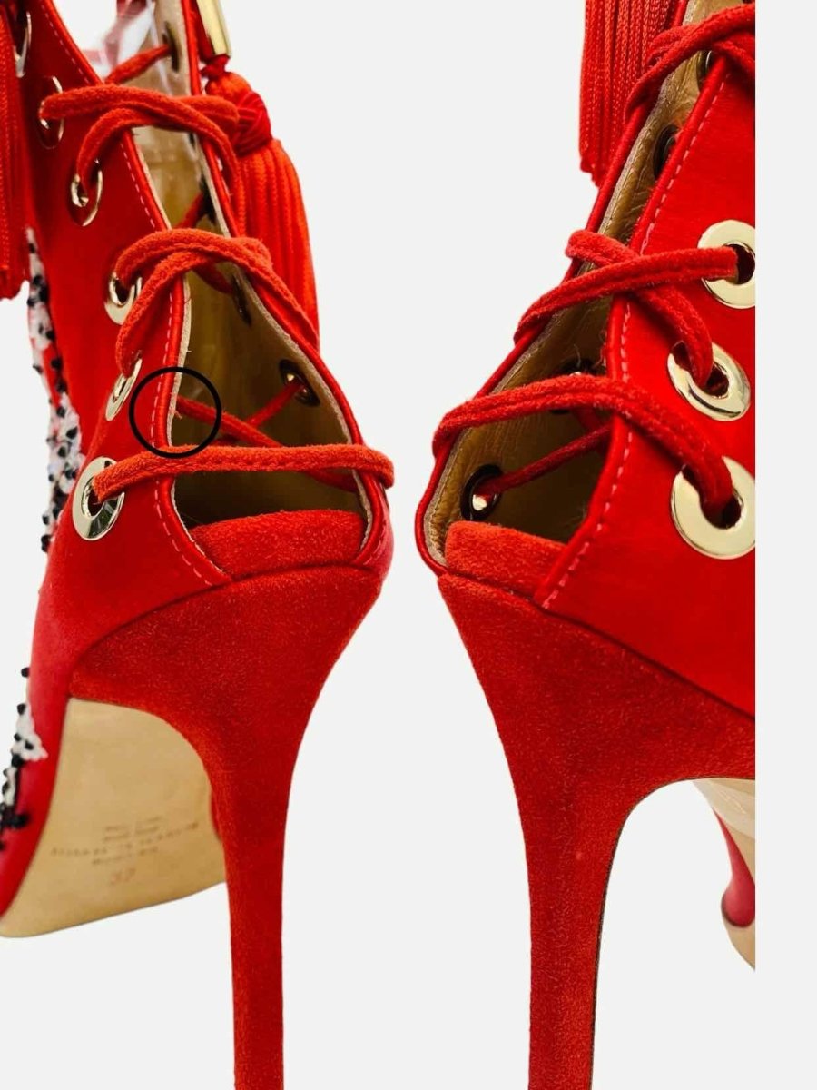 Pre - loved ELISABETTA FRANCHI Red Ankle Boots 37 at Reems Closet