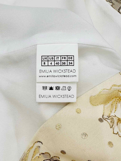 Pre-loved EMILIA WICKSTEAD Beige & Gold Jacquard Midi Skirt from Reems Closet