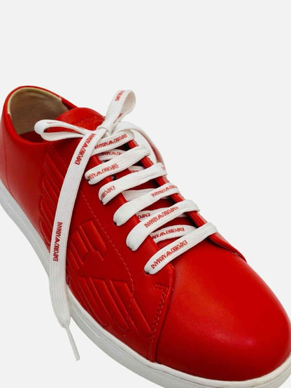 Pre-loved EMPORIO ARMANI Red & White Sneakers from Reems Closet
