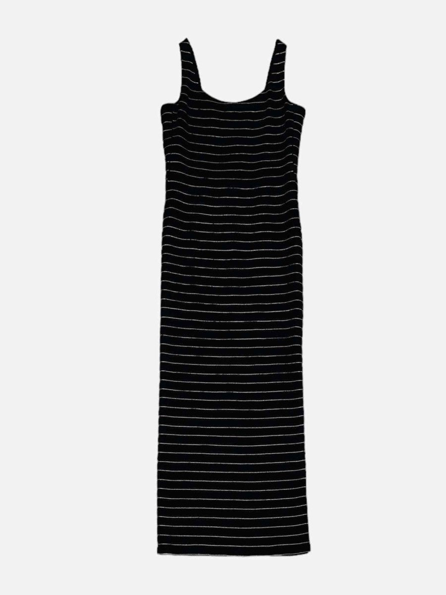 ESCADA Black & Gold Striped Size US 10 Long Dress - Reems Closet ESCADA Black & Gold Striped Size US 10 Long Dress - Reems Closet