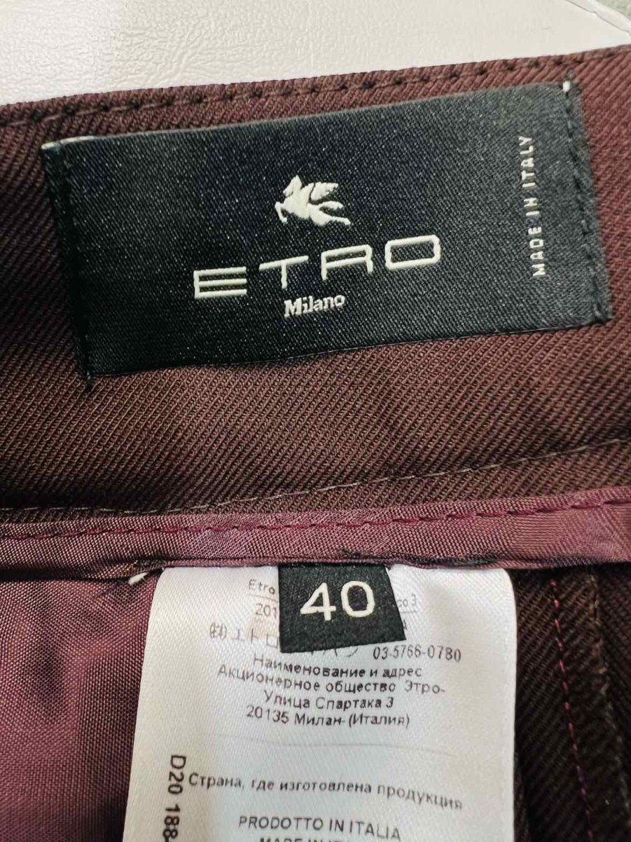 Pre - loved ETRO Tailored Burgundy Pants at Reems Closet