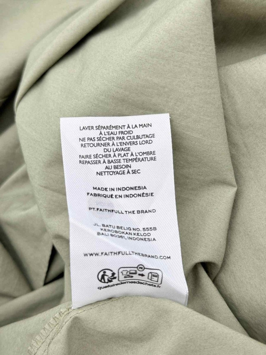 Pre - loved FAITHFULL THE BRAND Smocked Khaki Size US 12 Midi Dress at Reems Closet