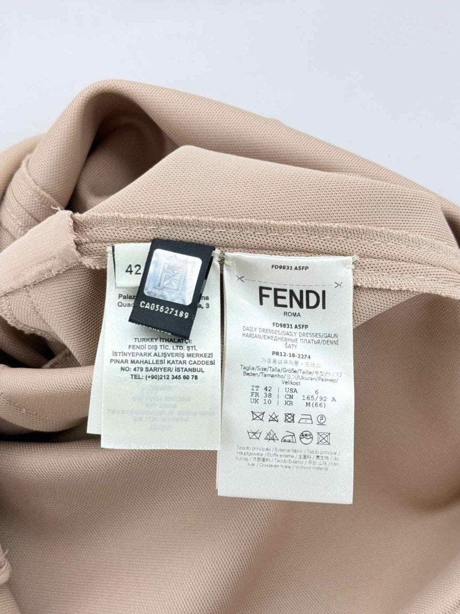 Pre - loved FENDI Beige Size US 6 Knee Length Dress at Reems Closet