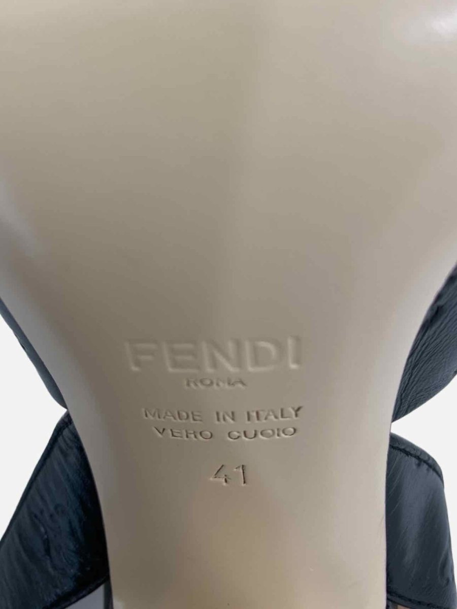 Pre-loved FENDI Black All Over Logo Slingbacks from Reems Closet
