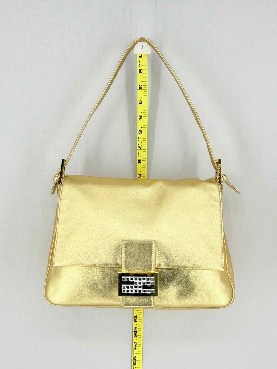 Pre - loved FENDI Mamma Baguette Gold Shoulder Bag at Reems Closet