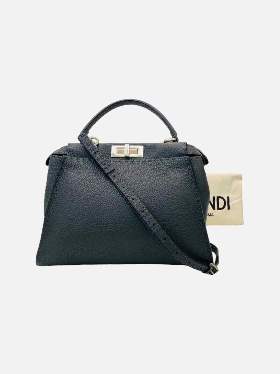 Pre - loved FENDI Peekaboo Grey Top Handle at Reems Closet