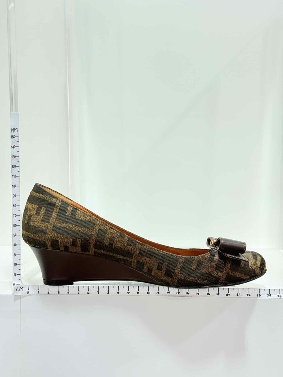 Pre - loved FENDI Wedge Brown FF Zucca Size EU 38 Pumps at Reems Closet