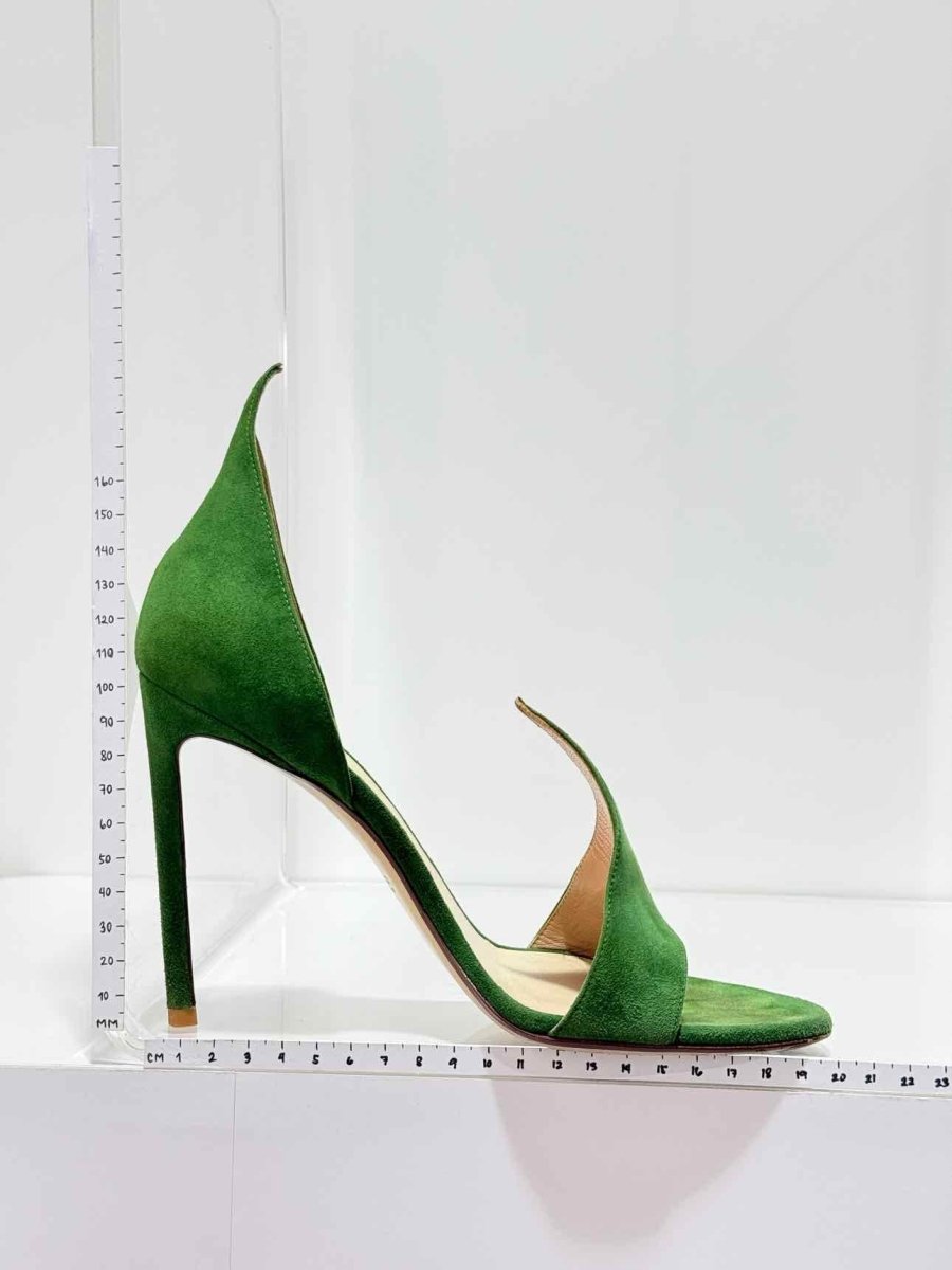 Pre - loved FRANCESCO RUSSO Flame Green Size EU 37.5 Heeled Sandals at Reems Closet