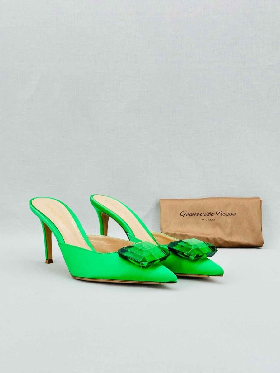 Pre - loved GIANVITO ROSSI Jaipur Green Size EU 38.5 Mules at Reems Closet