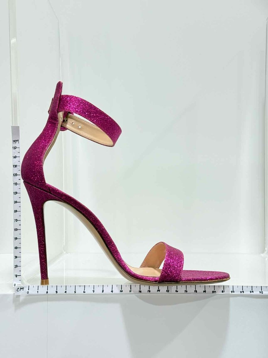 Pre - loved GIANVITO ROSSI Pink Glitter Size EU 41 Heeled Sandals at Reems Closet