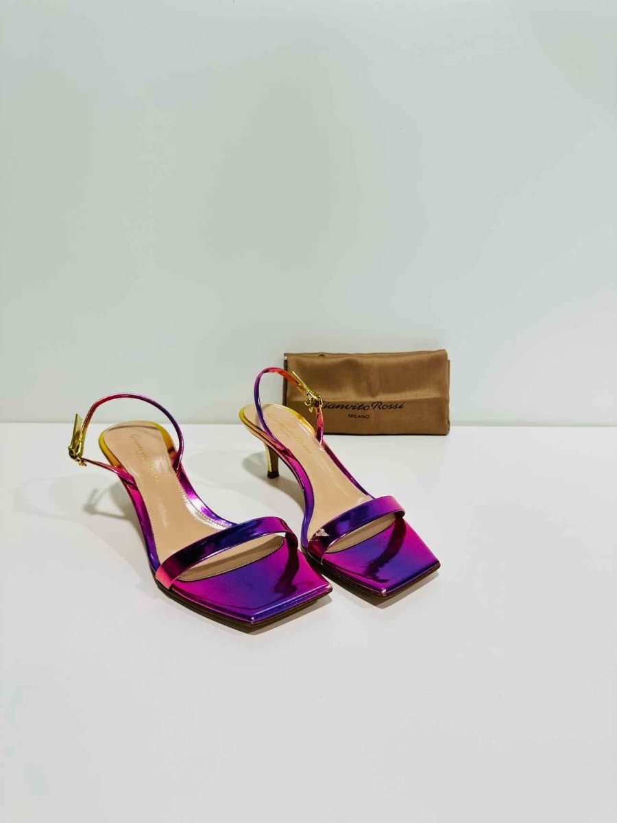 Pre - loved GIANVITO ROSSI Ribbon Pink Slingbacks 36 at Reems Closet