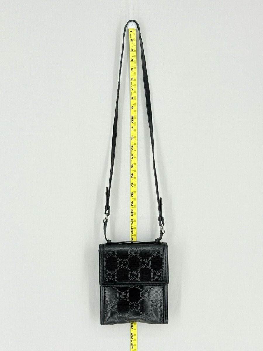 Pre - loved GUCCI Black GG Embossed Crossbody at Reems Closet