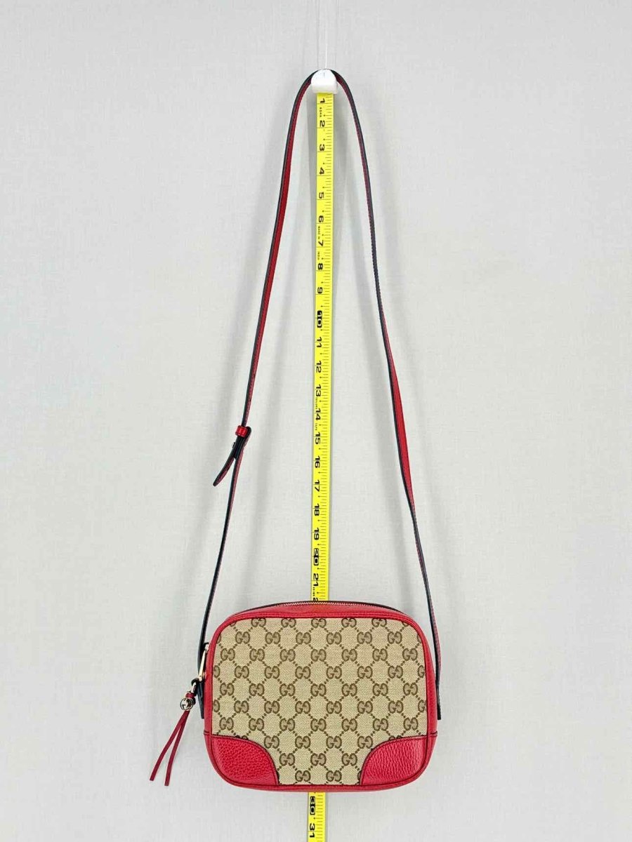Pre - loved GUCCI Bree Beige & Red GG Monogram Crossbody at Reems Closet