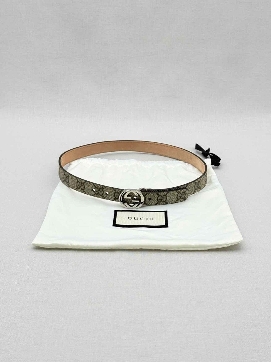 Pre - loved GUCCI Brown Monogram Belt at Reems Closet