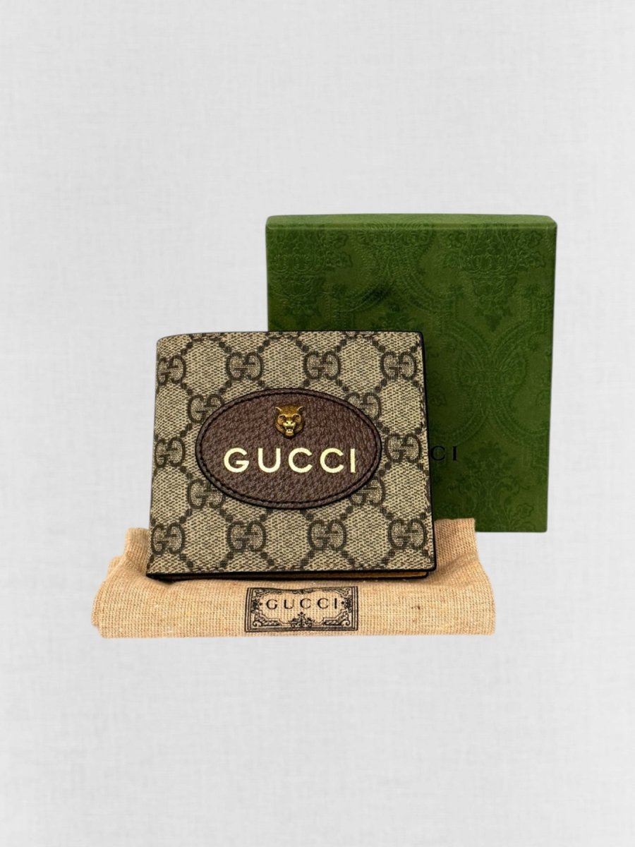 Pre - loved GUCCI Brown & Yellow GG Supreme Tiger Wallet at Reems Closet