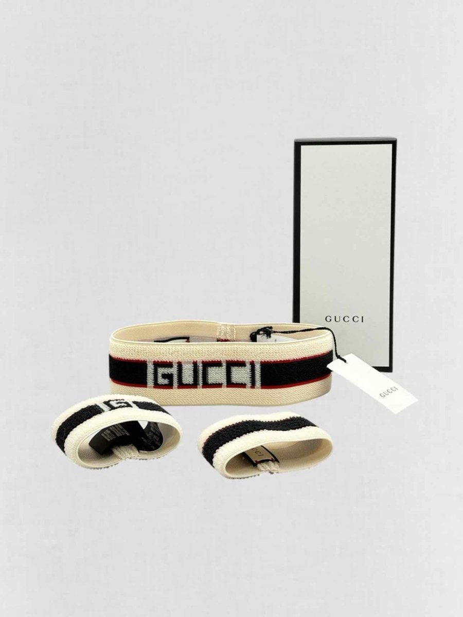 Pre-loved GUCCI Cream & Black Headband & Wrist Cuffs at Reems Closet