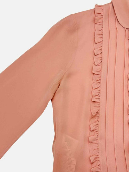 Pre-loved GUCCI Dusky Pink Ruffled Blouse from Reems Closet