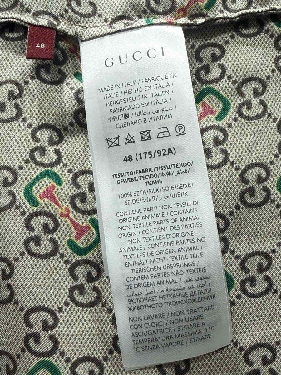 Pre - loved GUCCI GG Horsebit Beige Multicolor Shirt at Reems Closet