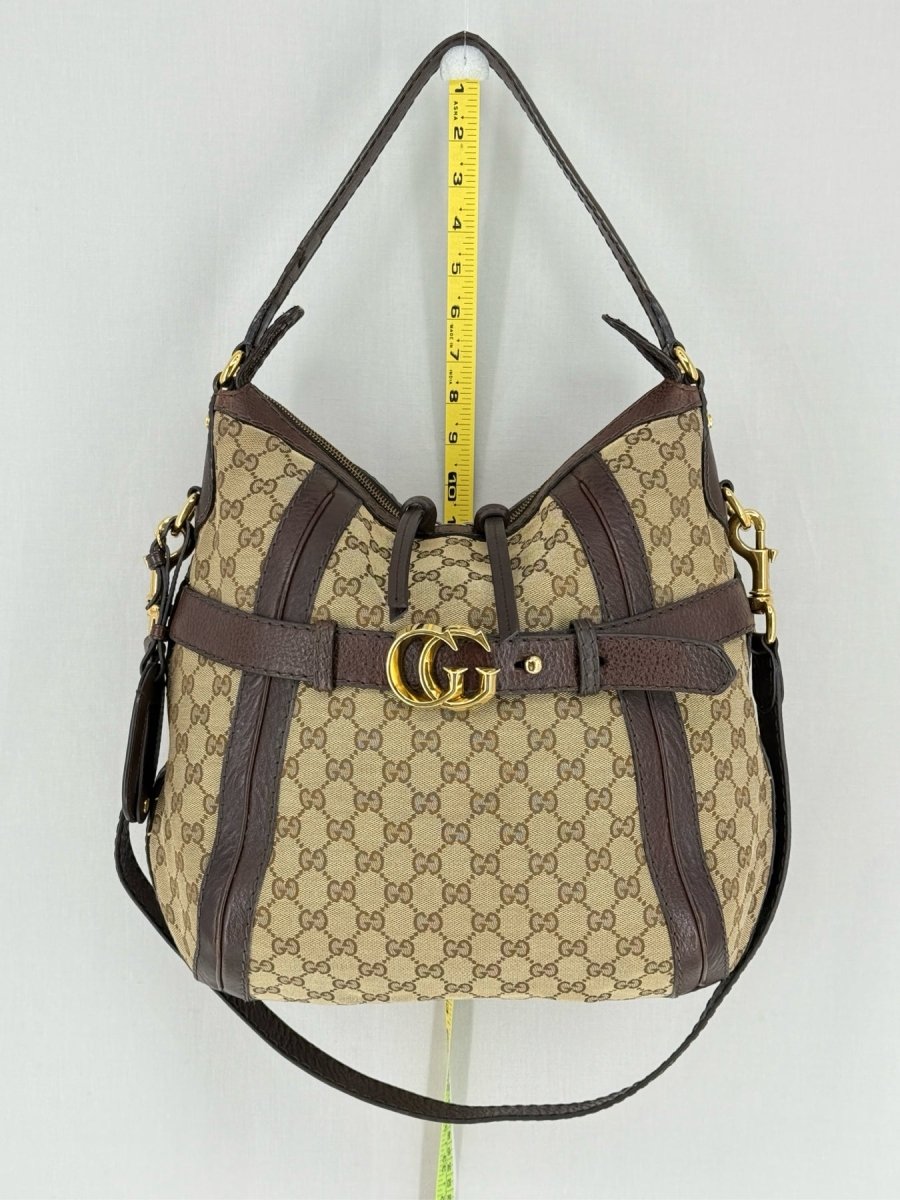 Pre - loved GUCCI GG Running Brown & Beige GG Hobo bag at Reems Closet