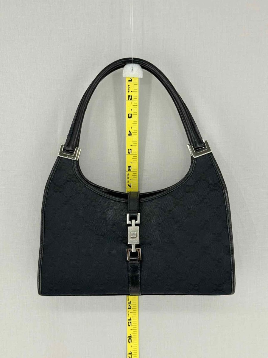 Pre - loved GUCCI Jackie Black GG Shoulder Bag at Reems Closet