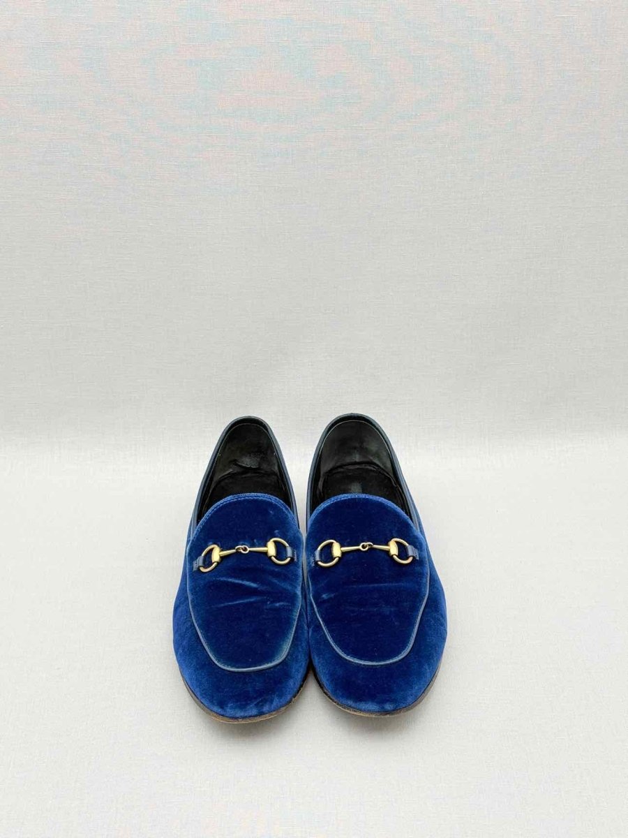 Pre - loved GUCCI Jordaan Blue Size EU 39.5 Loafers at Reems Closet
