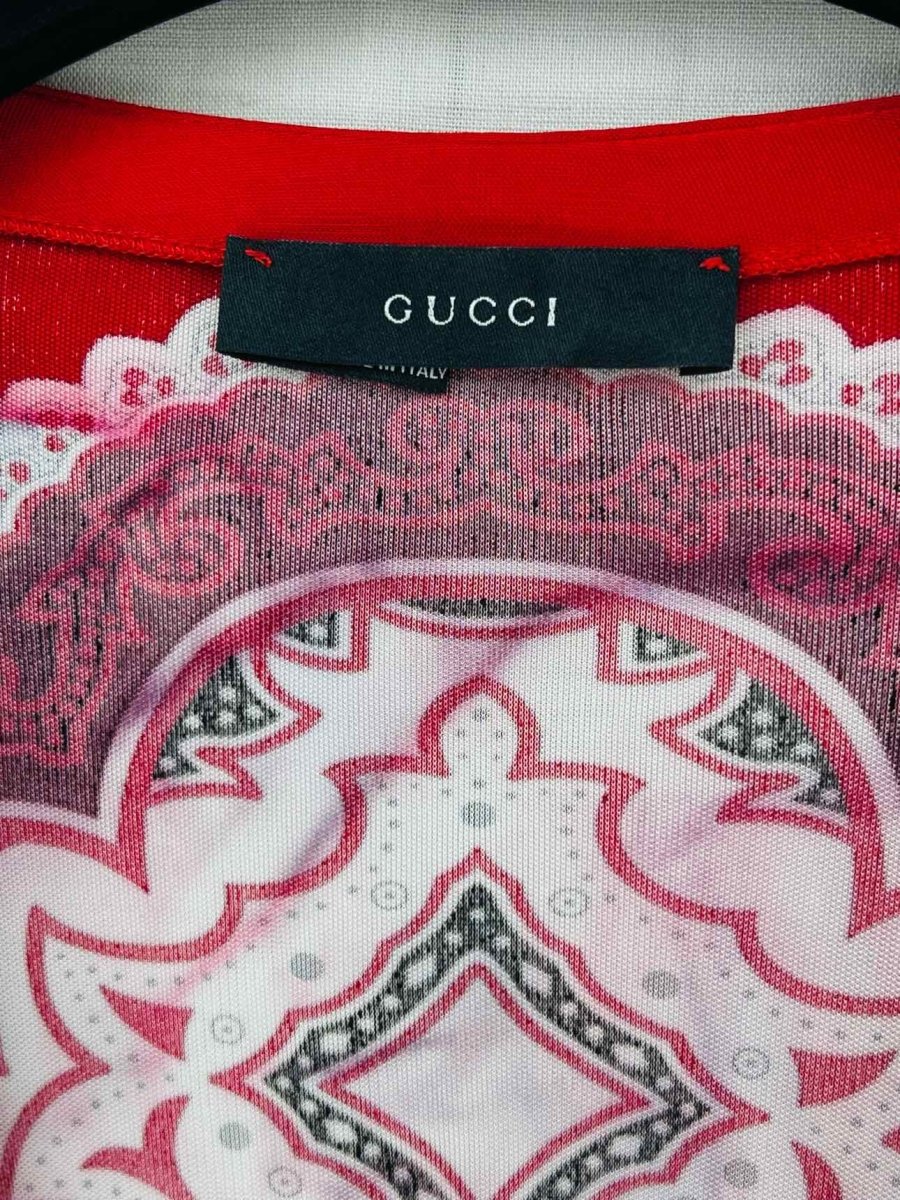 Pre-loved GUCCI Plunge Neckline Red Multicolor Size One Size Top at Reems Closet