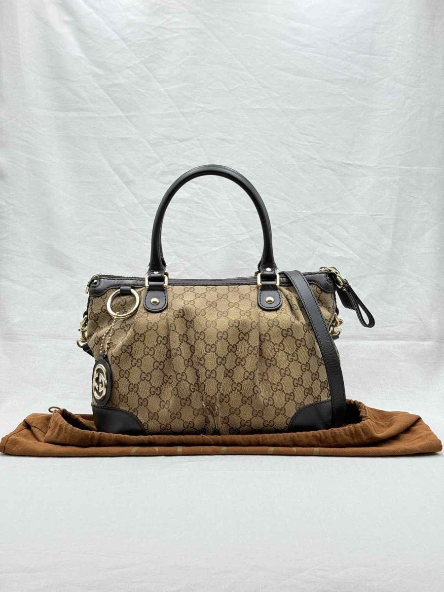 Pre - loved GUCCI Sukey Brown & Beige Tote Bag at Reems Closet