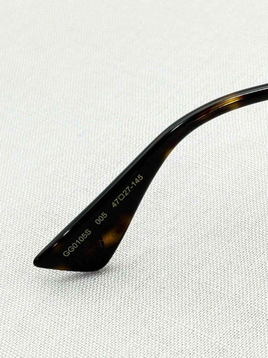 Pre - loved GUCCI Sylvie Web Gold Tone Sunglasses at Reems Closet