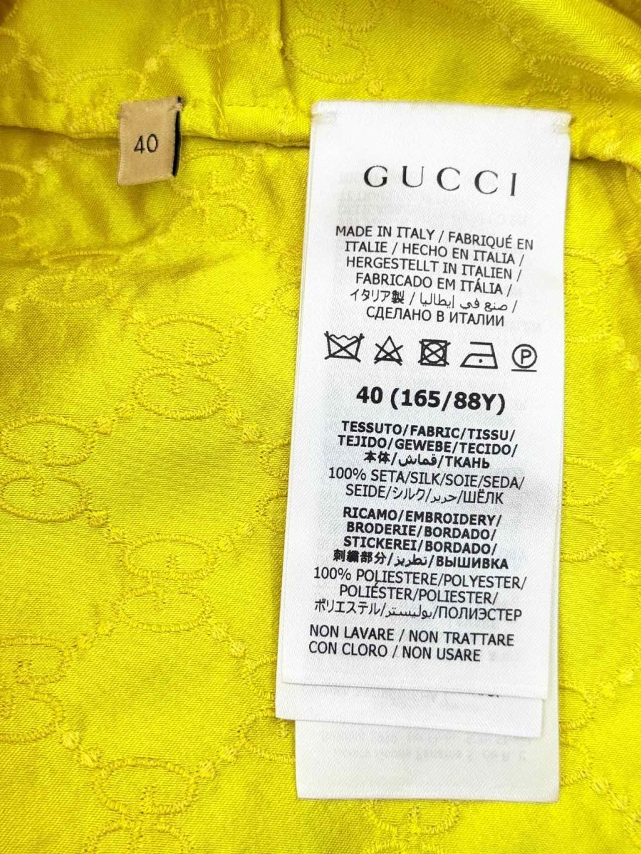 Pre - loved GUCCI Yellow GG Jacquard Size US 4 Top at Reems Closet