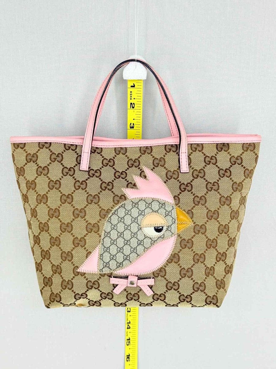 Pre - loved GUCCI Zoo Beige w/ Pink GG Tote Bag at Reems Closet