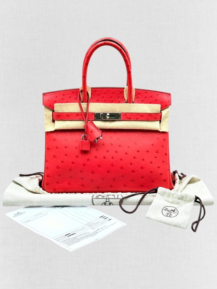Pre - loved HERMES Birkin Red Top Handle at Reems Closet