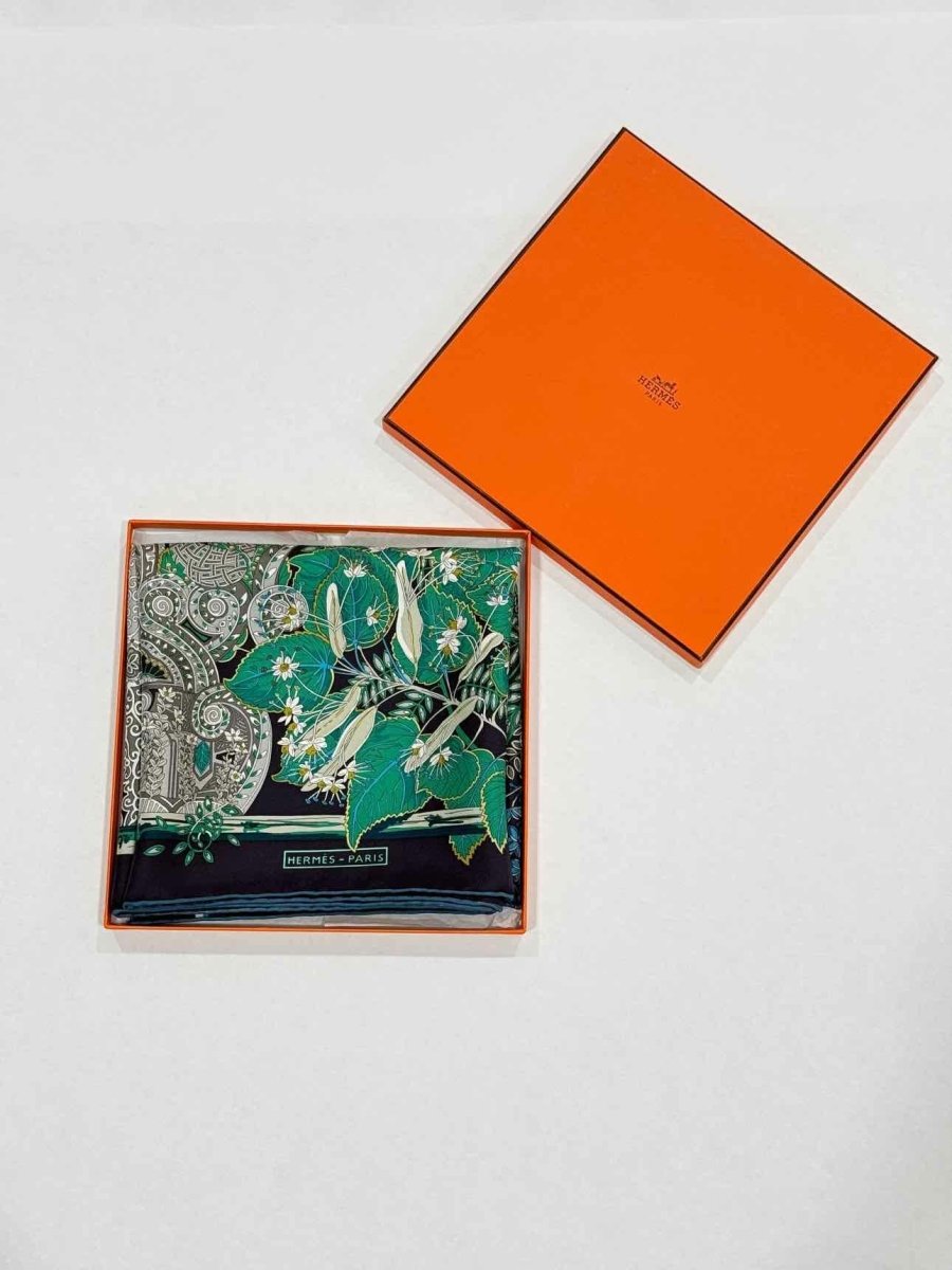 Pre - loved HERMES Black Multicolor Scarf at Reems Closet