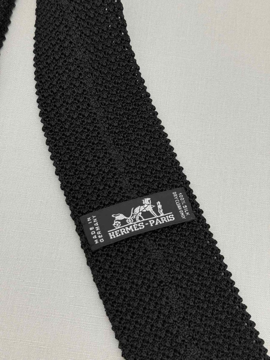 Pre - loved HERMES Black Necktie at Reems Closet