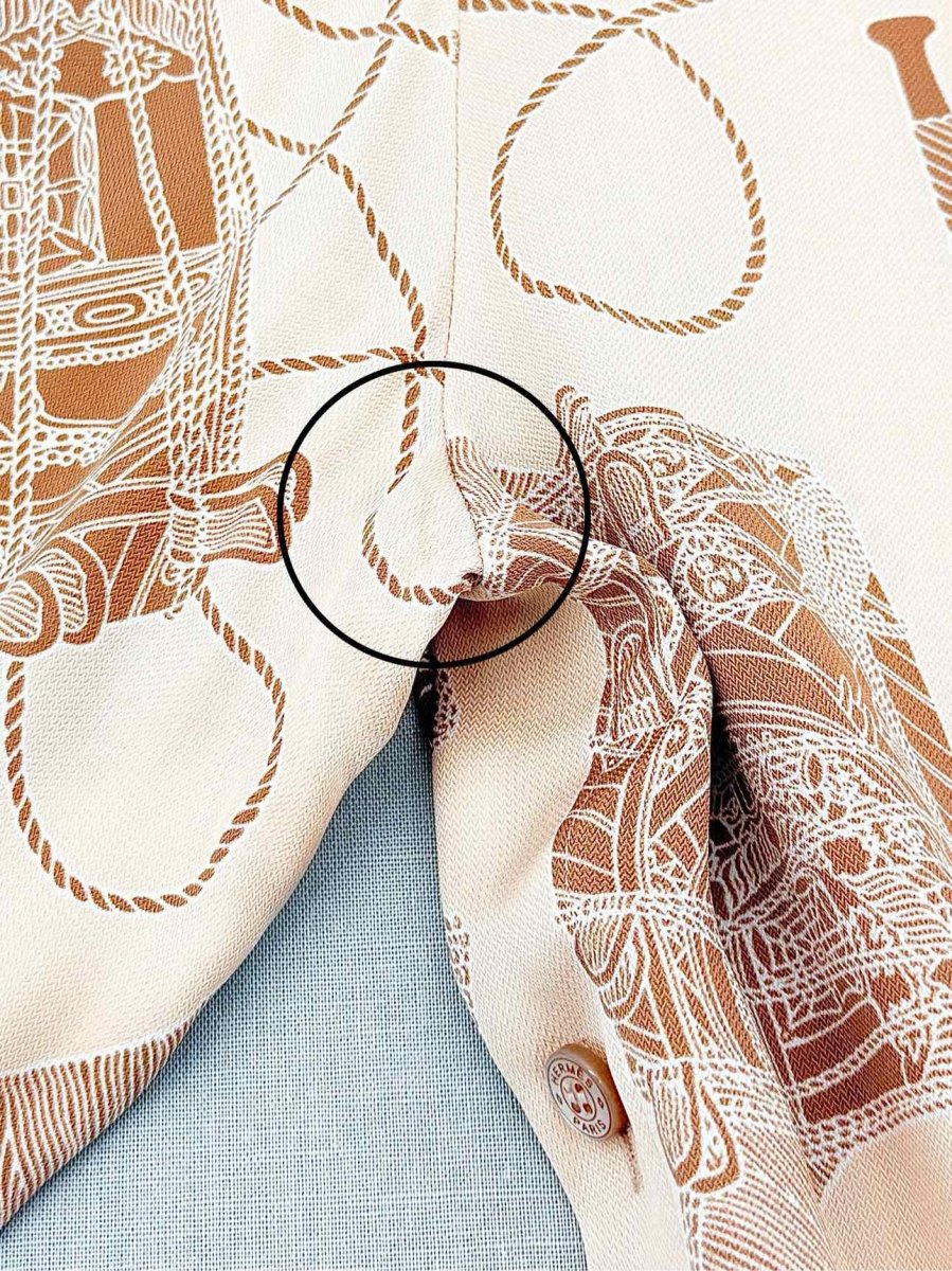 Pre - loved HERMES Cream & Brown Size US 4 Shirt at Reems Closet