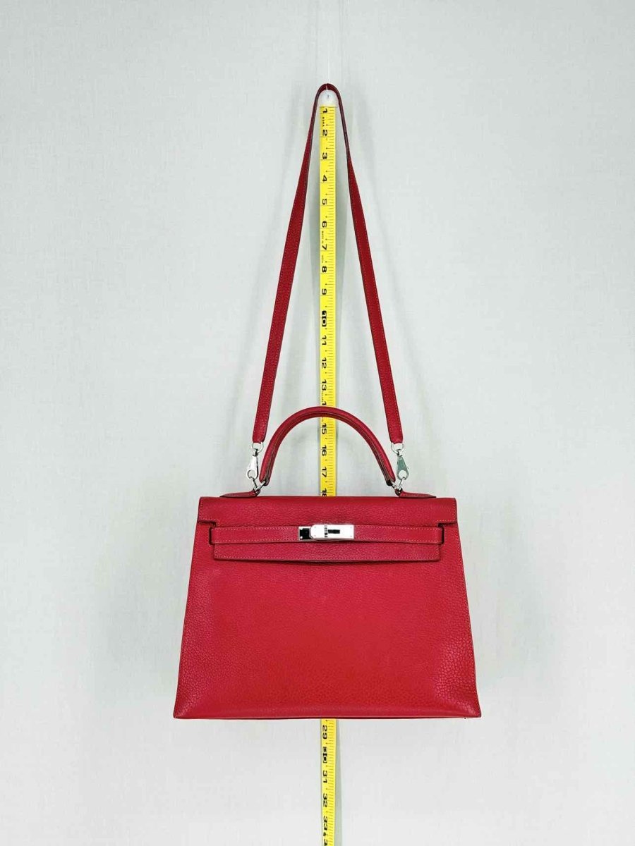 Pre - loved HERMES Kelly Sellier Burgundy Top Handle at Reems Closet
