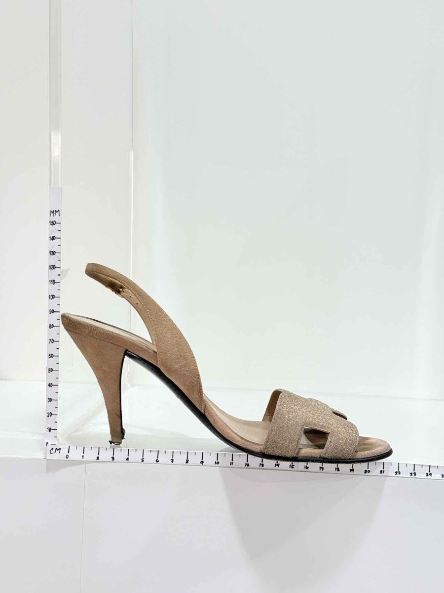 Pre - loved HERMES Night Beige Size EU 37.5 Heeled Sandals at Reems Closet
