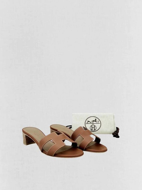 Pre - loved HERMES Oasis Gold Heeled Sandals 39 at Reems Closet