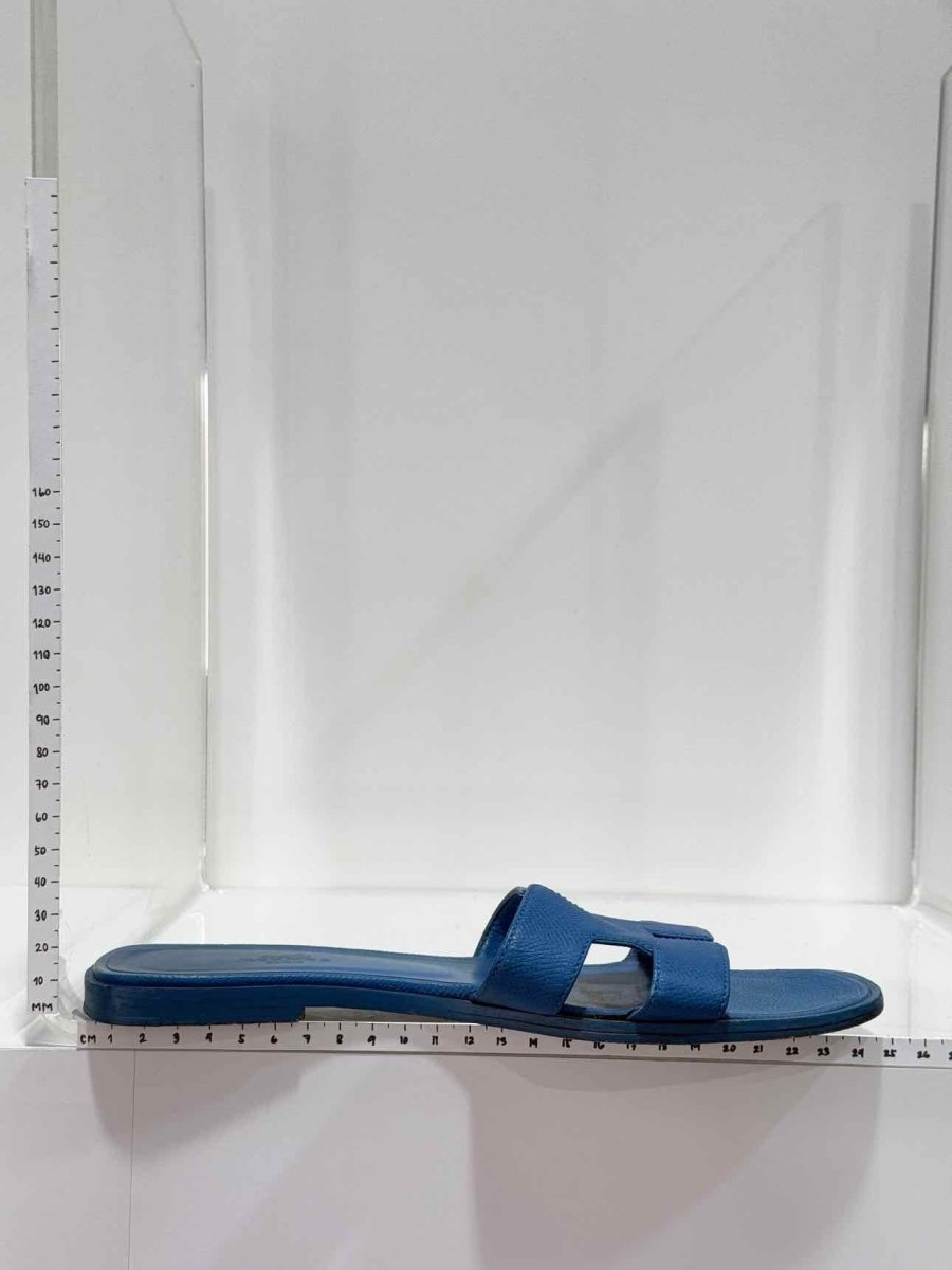 Pre - loved HERMES ORAN Blue Size EU 38 Sandals at Reems Closet