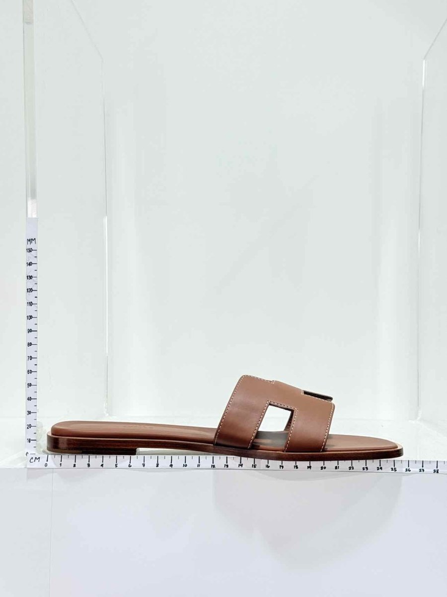 Pre - loved HERMES ORAN Brown Size EU 40.5 Sandals at Reems Closet