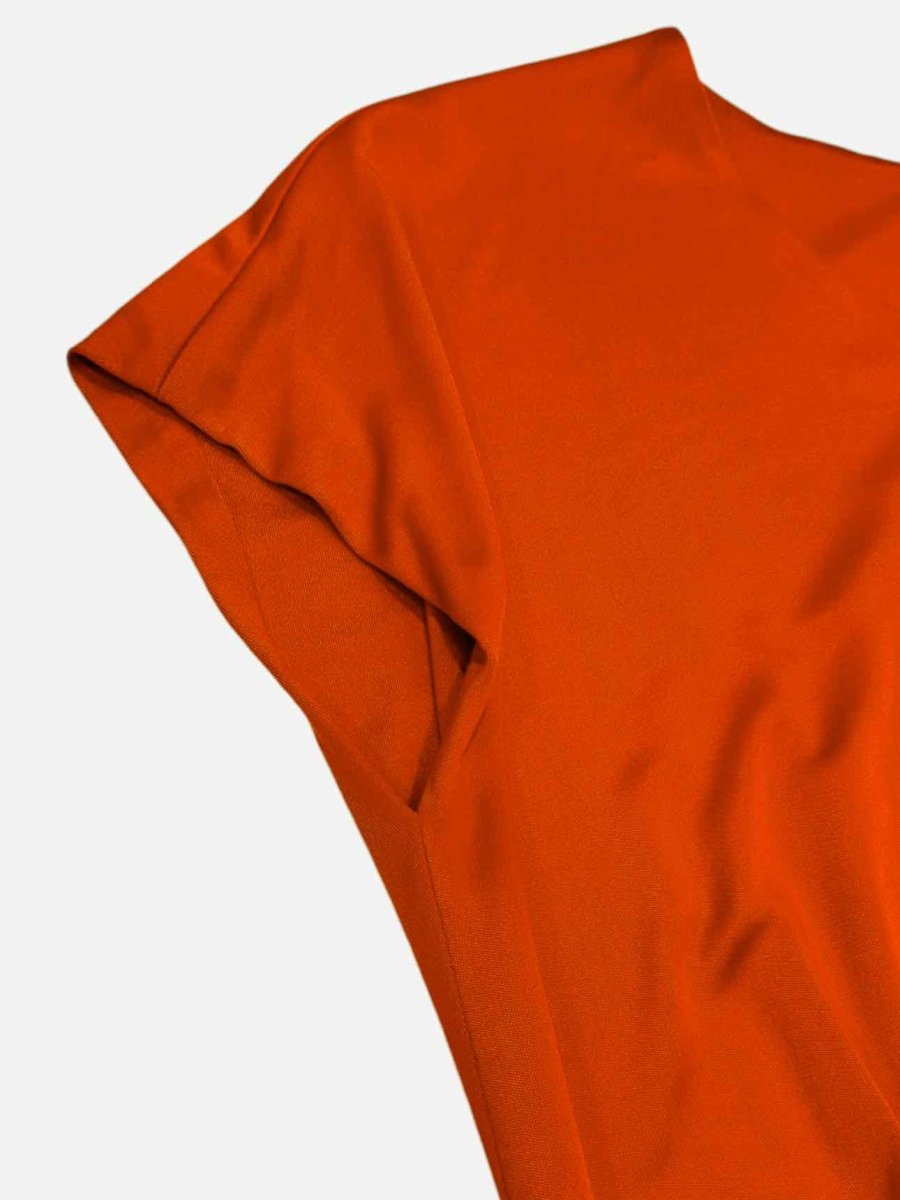 Pre - loved ISSA LONDON Rusty Orange Size US 6 Knee Length Dress at Reems Closet