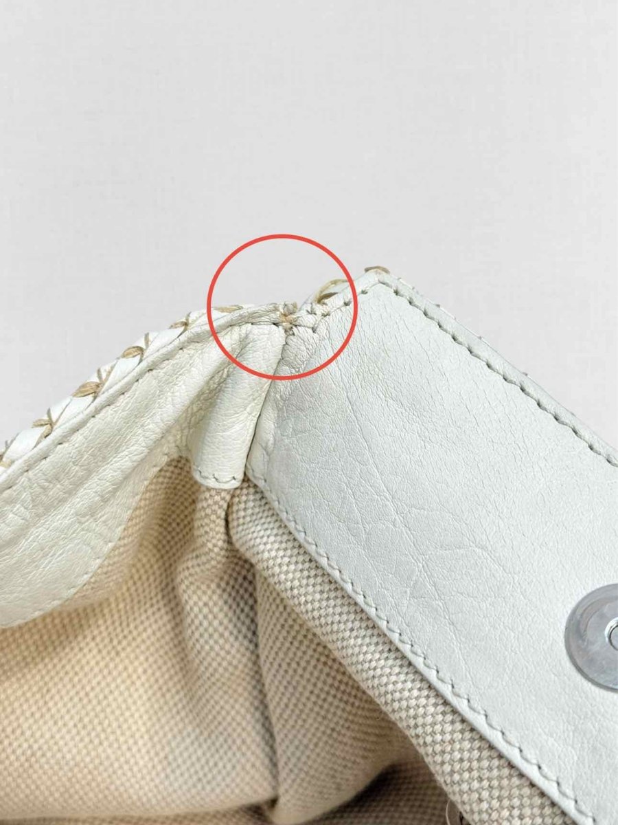 Pre - loved JIL SANDER White Latticing Shoulder Bag at Reems Closet